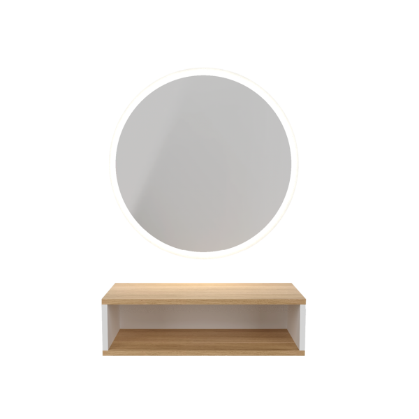 ROUND MIRROR WITH LED + OAK BOX